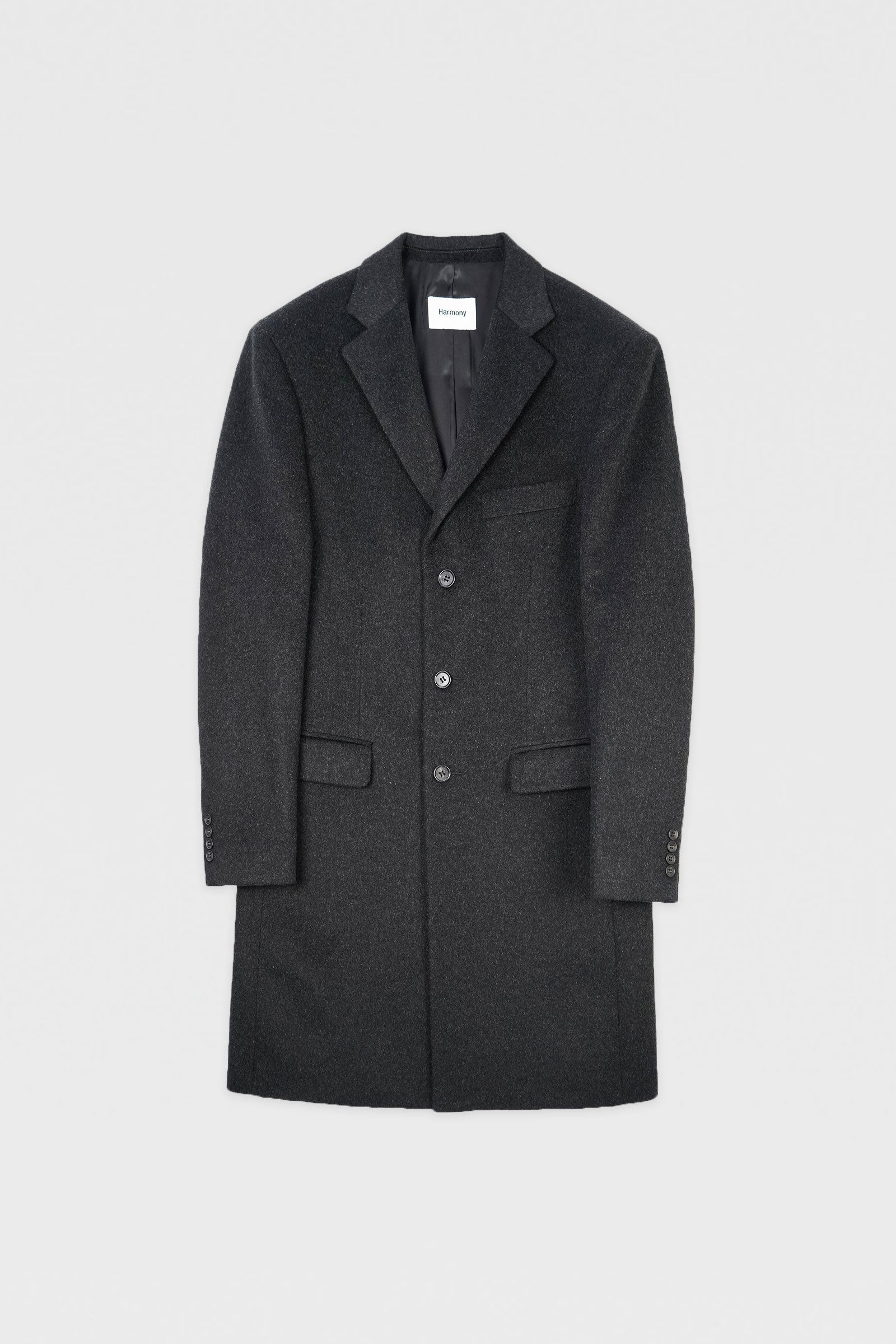 Dark Grey Chesterfield Wool and Cashmere Blend Coat – Harmony Paris
