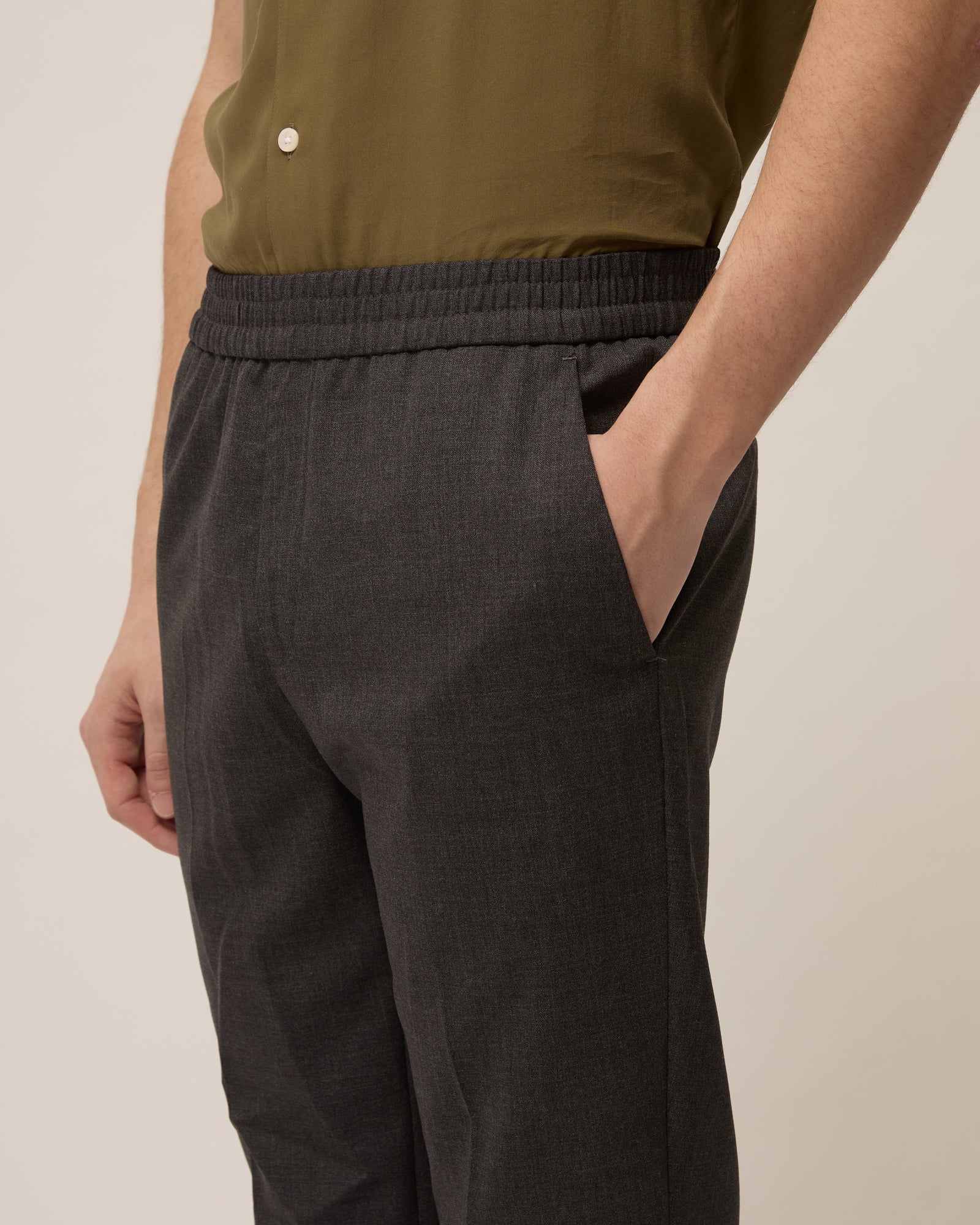 パンツ HOMME 24ss wool/ramie work pants Paolo - Anthracite - Rustic Wool – Harmony Paris