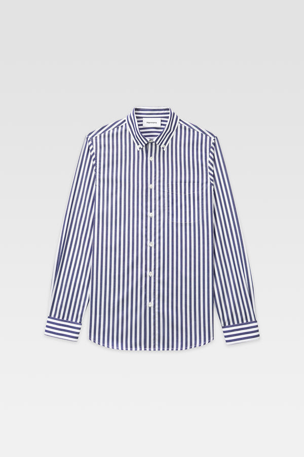 Celestin - Dark Blue Striped - Cotton Poplin