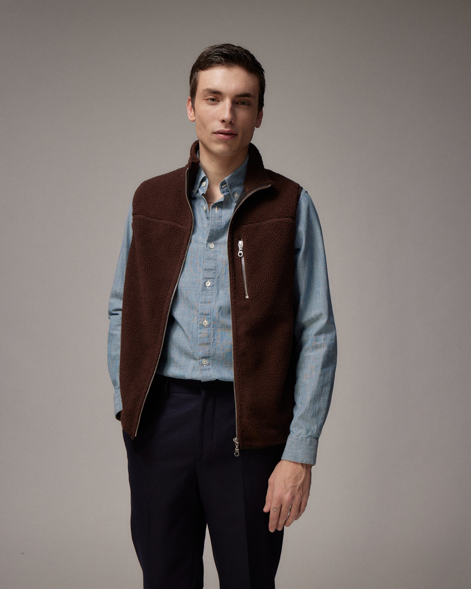 Chocolat Sleeveless Sherpa Vest – Harmony Paris