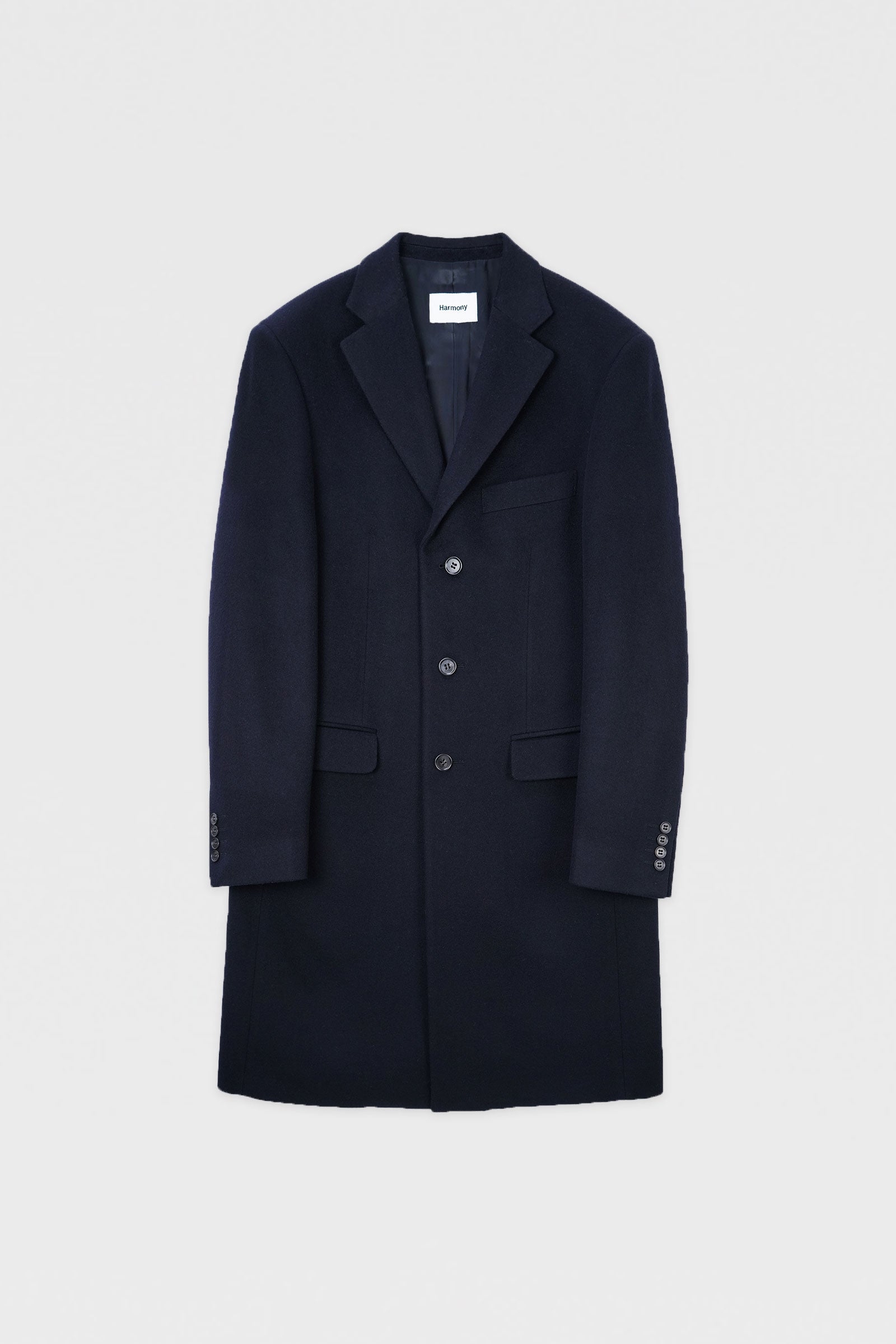 Navy Chesterfield Wool and Cashmere Blend Coat – Harmony Paris