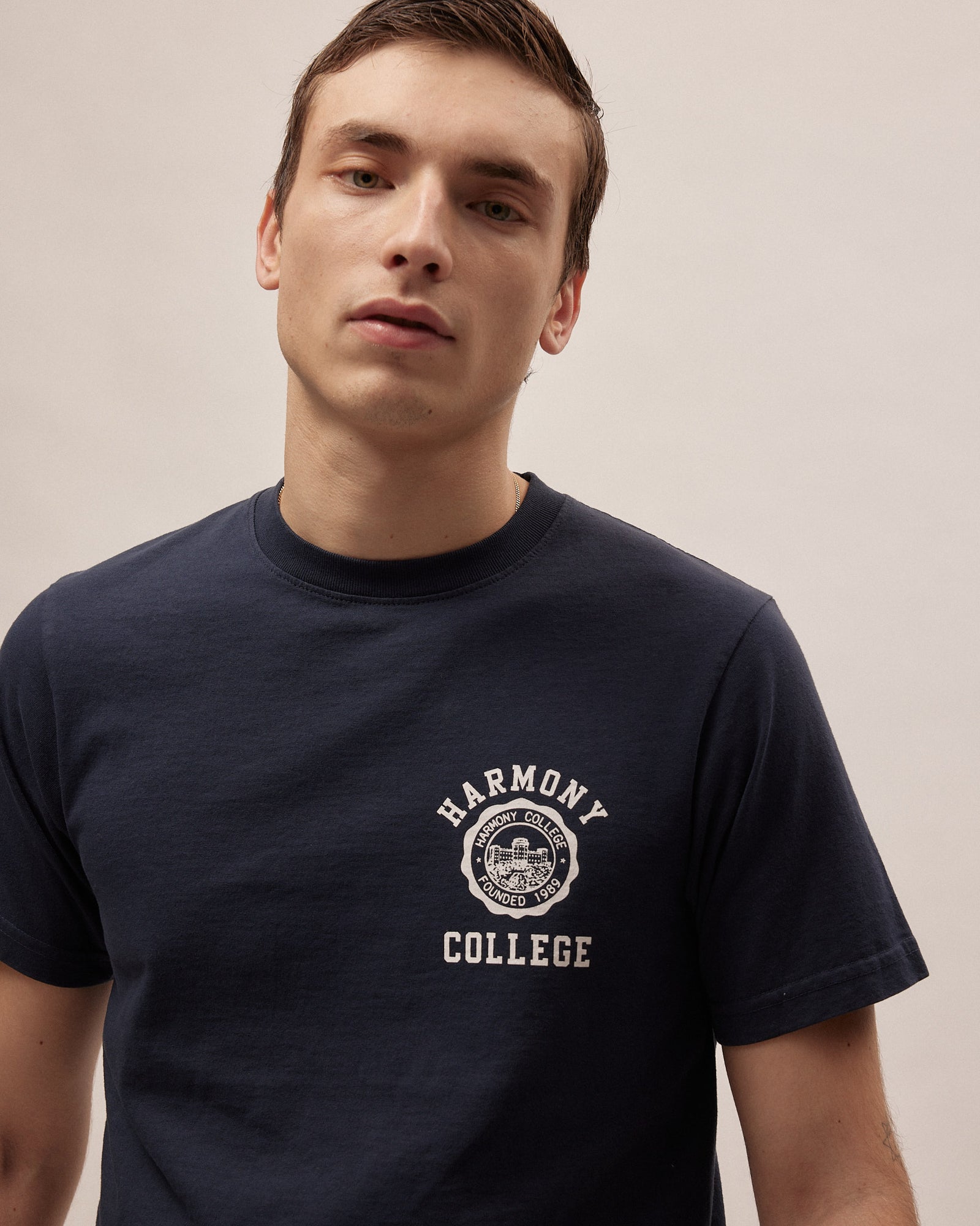 T-Shirt College Emblem - Navy - Cotton Jersey – Harmony Paris
